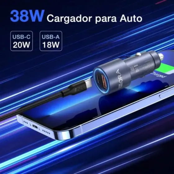 Cargador completo Auto Tipo C 38w