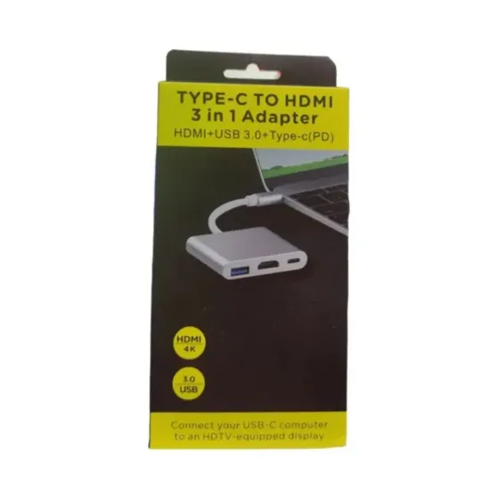Adaptador Hub Tipo C a HDMI + USB Tipo A y C 3 en 1