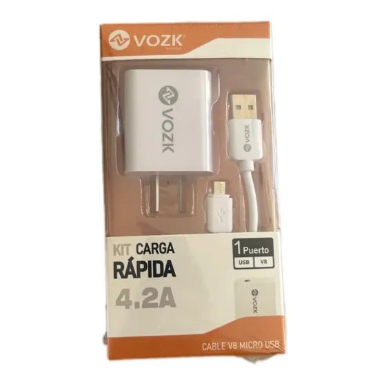 Ver más sobre Cargador y Cable Cargador VOZK 4.2A USB A a Micro USB o V8, Argentina