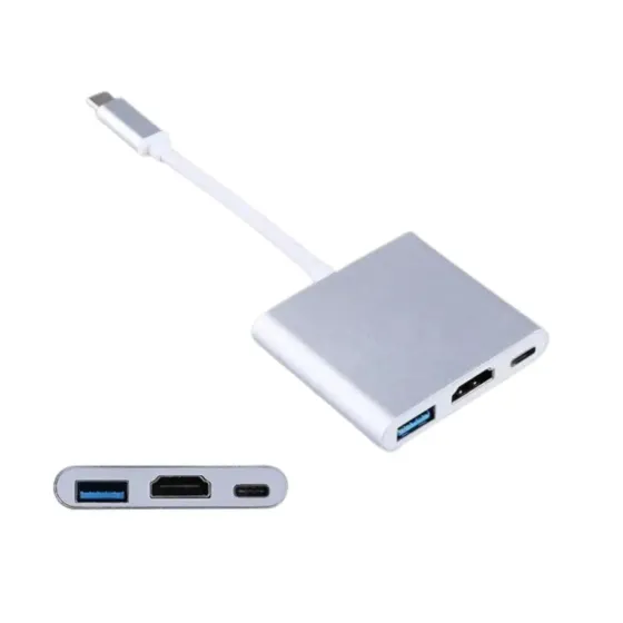 Ver más sobre Cargador y Cable Adaptador Hub Tipo C a HDMI + USB Tipo A y C 3 en 1, Argentina